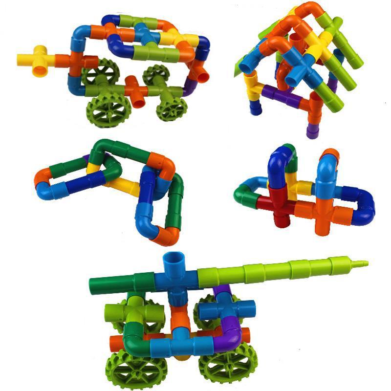 新款儿童管道拼装塑料积木拼插早教水管玩具轮管拼图36周岁40粒袋装4