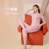 依翡丝德绒保暖内衣套装女士5A多巴胺加绒加厚显瘦发热秋冬 3XL（155-170斤） 丁香紫套装