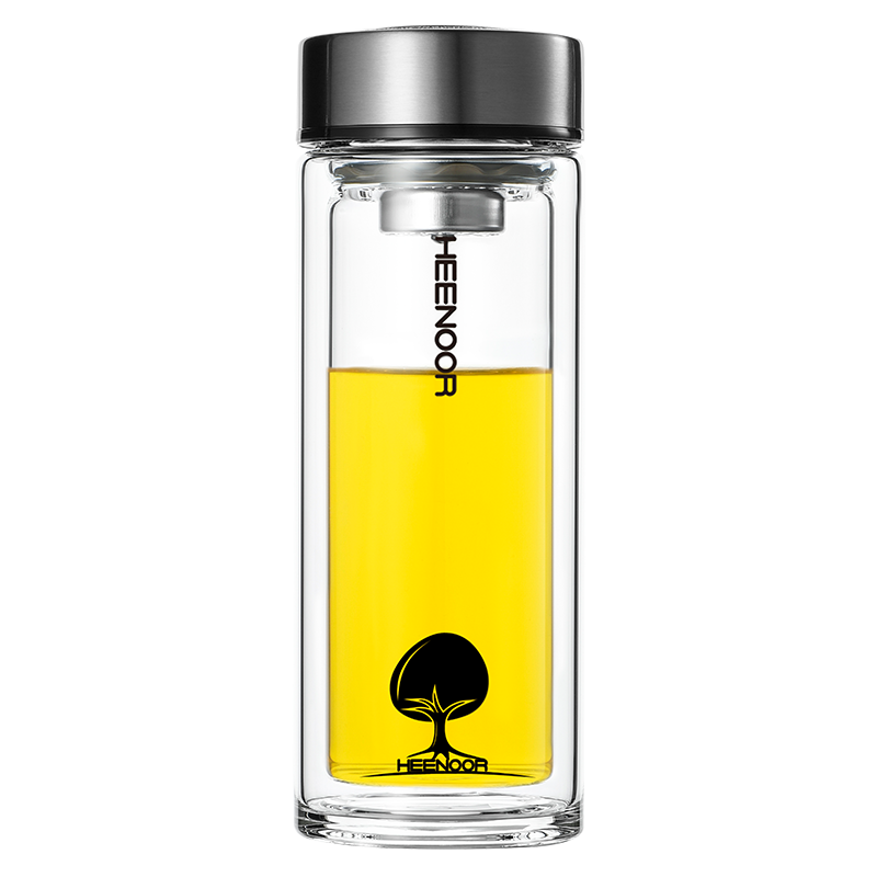 希诺(HEENOOR)带盖过滤双层玻璃杯345mlXN-6702