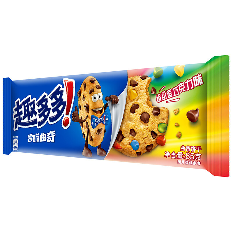 趣多多 香脆曲奇饼干 缤纷逗巧克力味85g