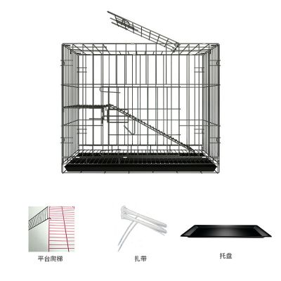 折叠70*50*60双层黑色_清仓坏的 套餐1 猫笼子二层三层四层猫别墅猫窝猫舍猫咪房子家用宠物笼子室内特价