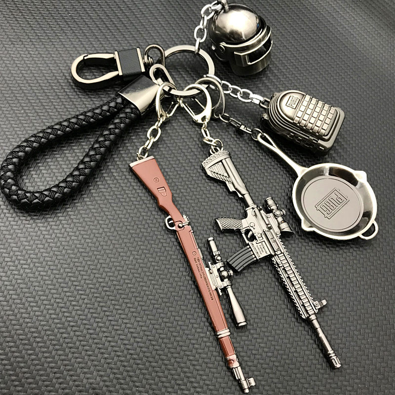 吃鸡游戏绝地求生大逃杀汽车钥匙扣链男士金属98k枪模型道具挂件