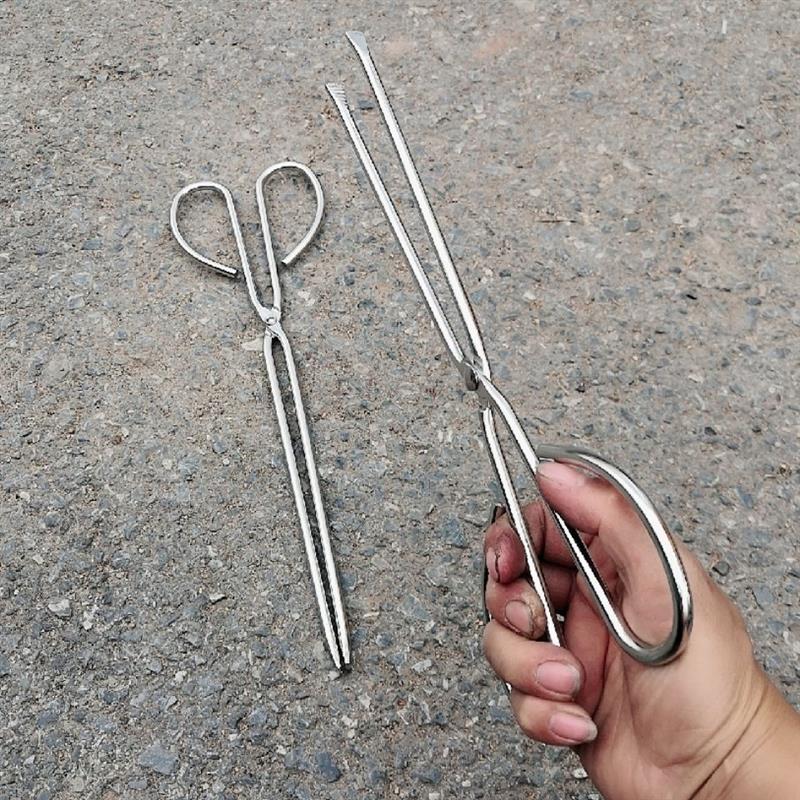 1把烧烤夹不锈钢食品夹子拾物夹捡烟头夹钳垃圾夹子轻便火钳夹木炭夹