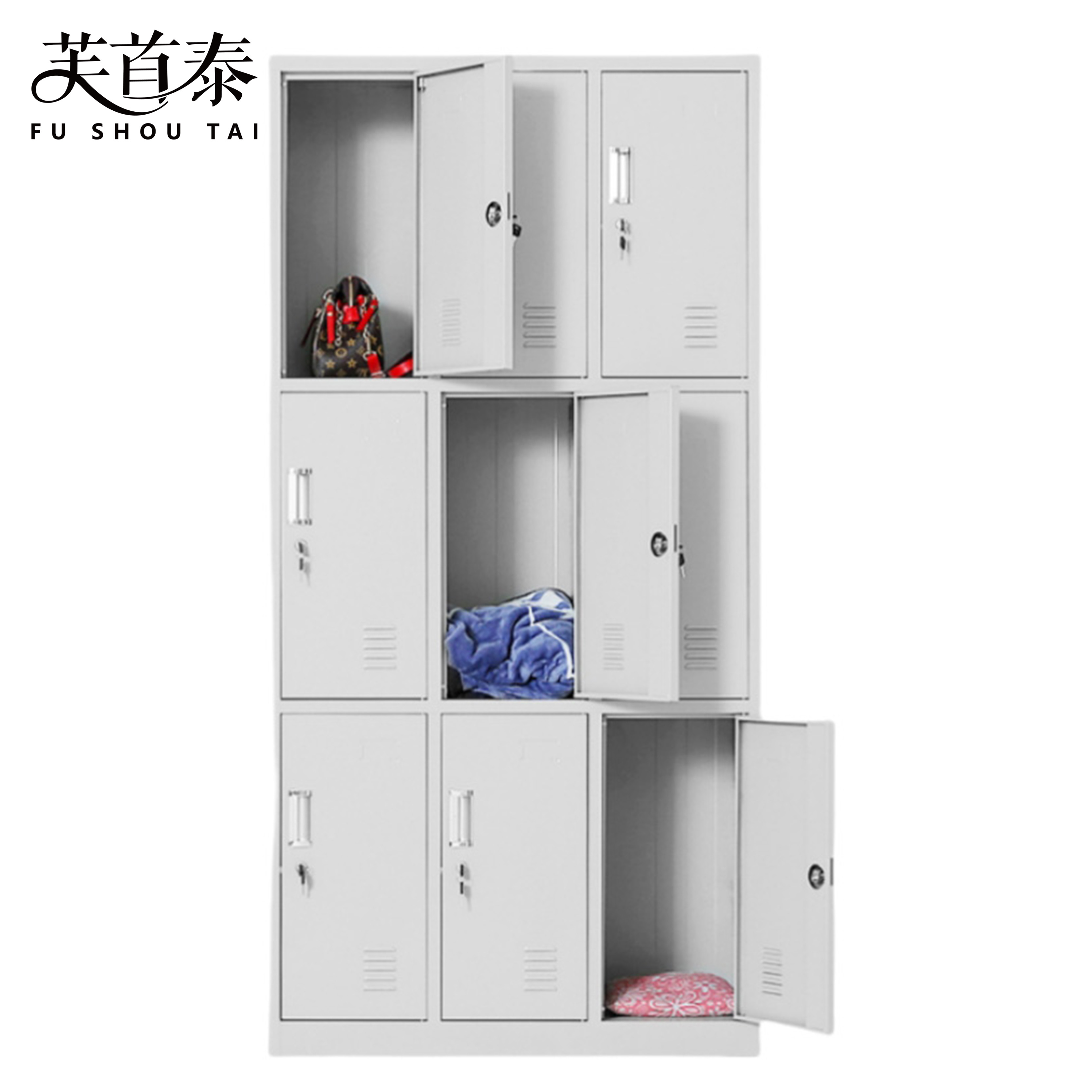 芙首泰钢制更衣柜九门900*390*1800mm台高清大图