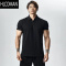 HLCOMAN美式收袖口显肌肉健身运动T恤领短袖男速干透气跑步训练服夏