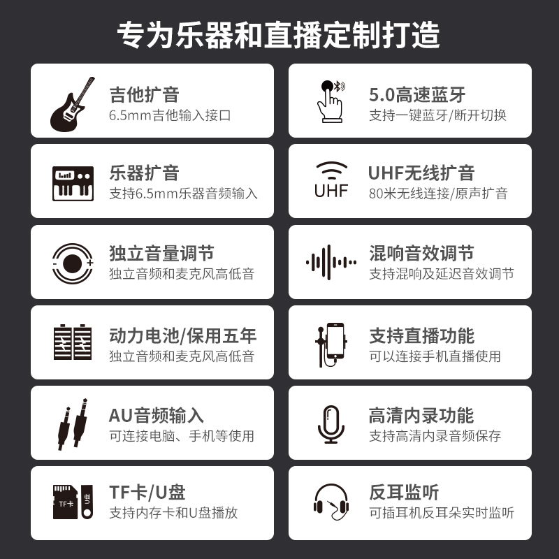 十度(ShiDu) 追梦A8 舞台级音箱室内街头弹唱电吉他乐器重低音户外便携式无线蓝牙直播音响双话筒