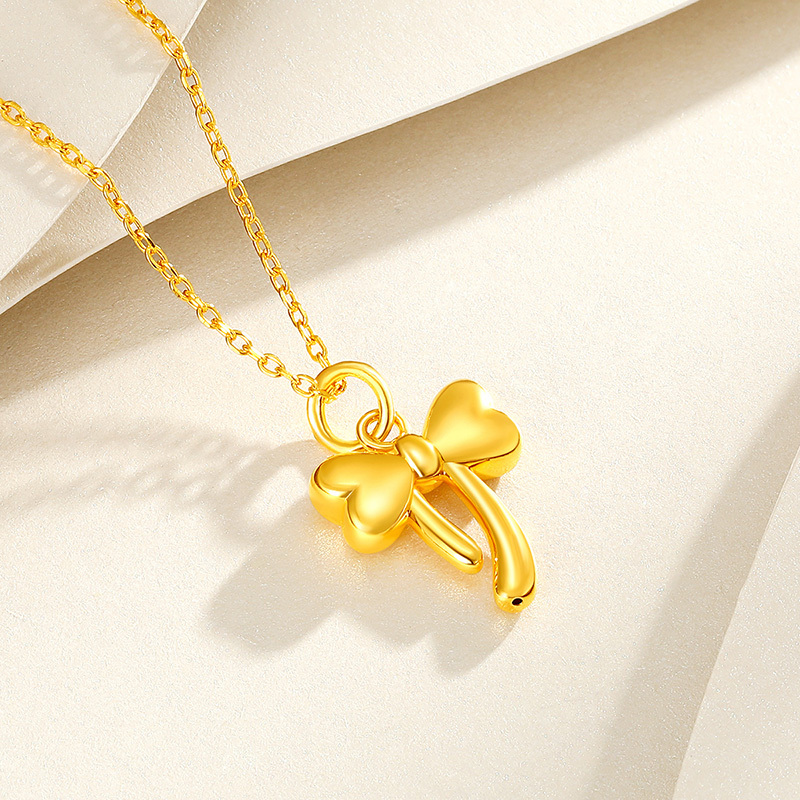 梦金园在逃公主蝴蝶结黄金吊坠甜美蝴蝶结足金挂坠硬金坠子生日礼物配