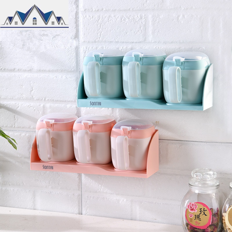 调料盒套装厨房用品盐罐壁挂免打孔家用调味罐佐料瓶组合装收纳盒_19_329高清大图