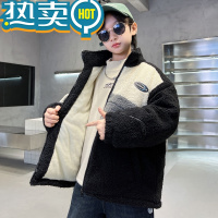 绿彩虹光男童秋冬装加厚外套2023新款儿童冬季羊羔绒毛毛衣中大童帅洋派潮
