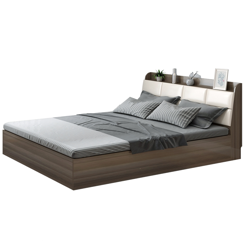 现代简约板式床1米2榻榻米1.8米出租双人床1.5米收纳床高箱储物床