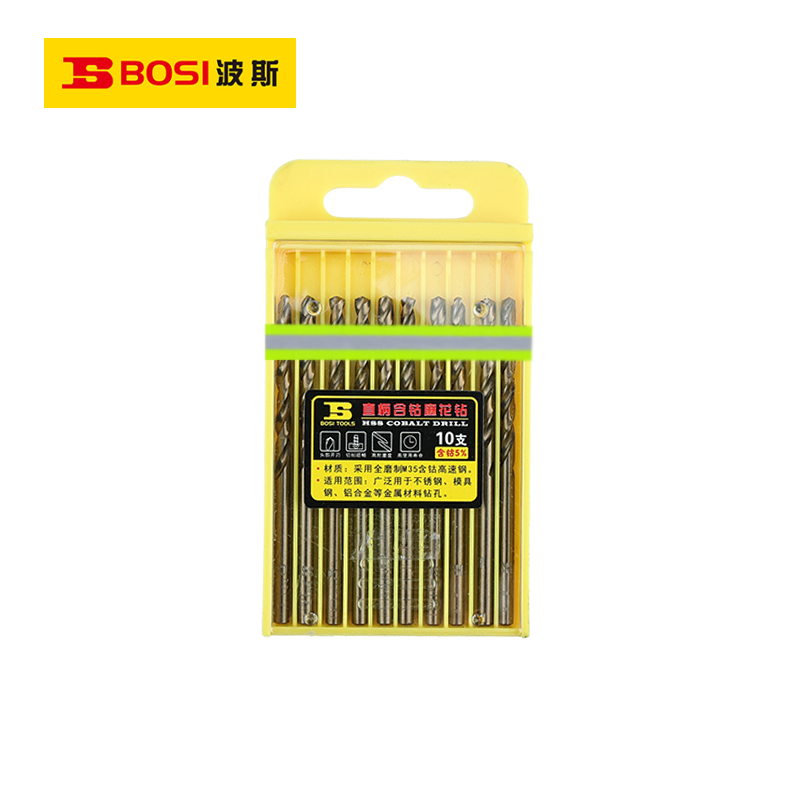 波斯(BOSI) 荧光系列直柄含钴麻花钻 6.1mm/10支 盒高清大图