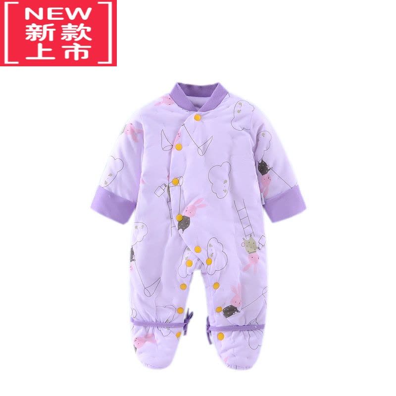 可莉允宝宝手工花包脚连体棉衣冬款婴儿童连身棉服新生儿保暖外出衣图片
