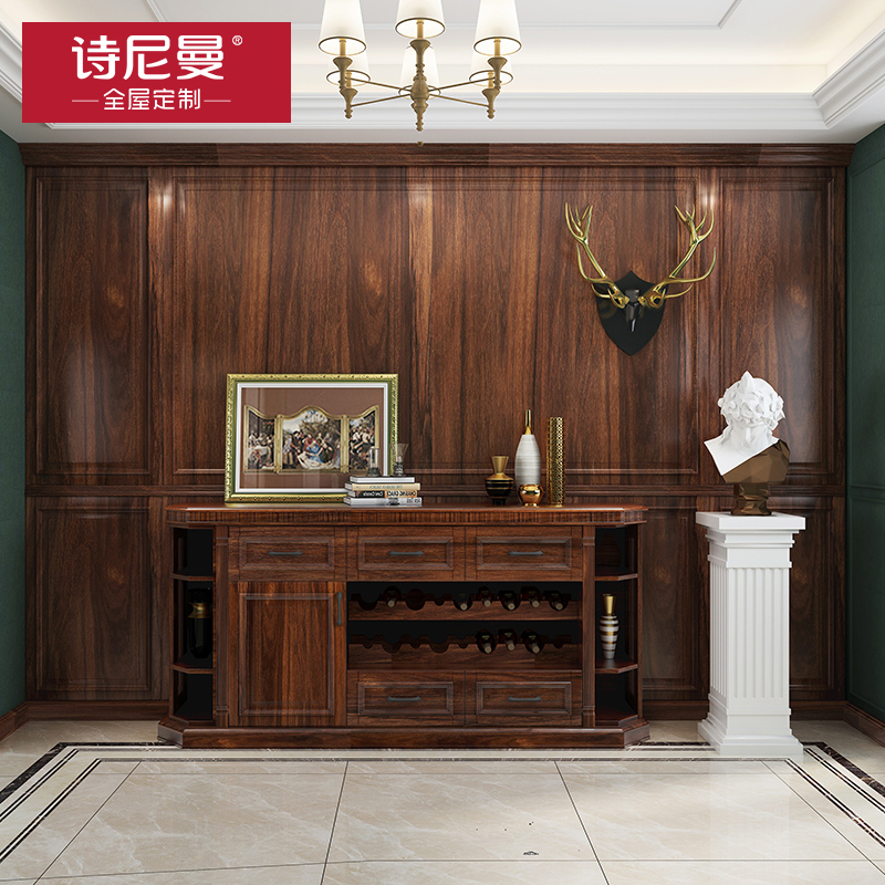 诗尼曼全屋定制电视背景墙板集成美式风格卧室背景墙装饰板墙裙板