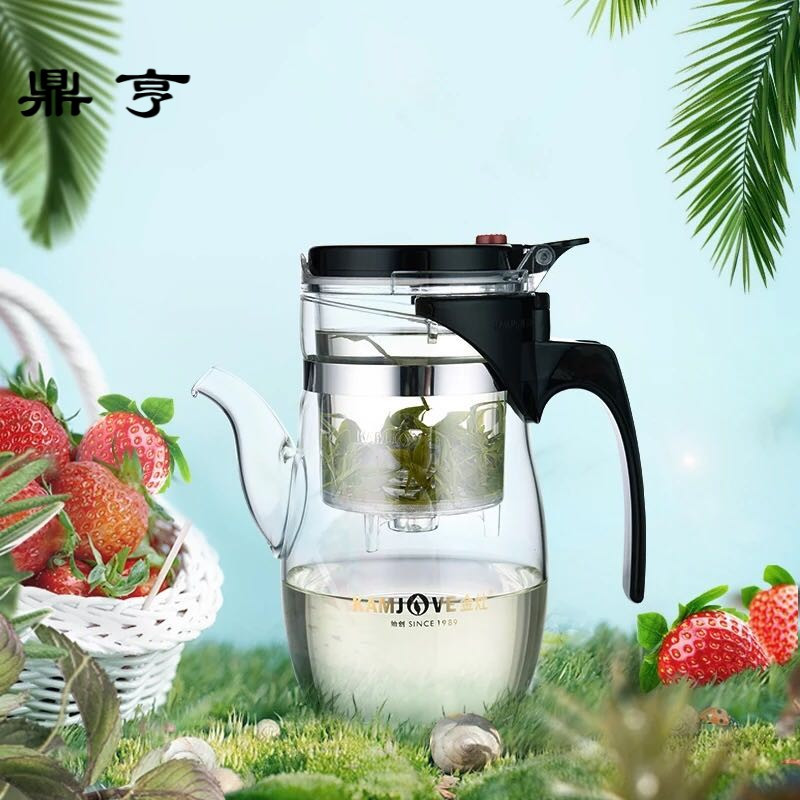 鼎亨 家用耐热玻璃泡茶壶可拆洗过滤花茶壶功夫茶具飘逸杯