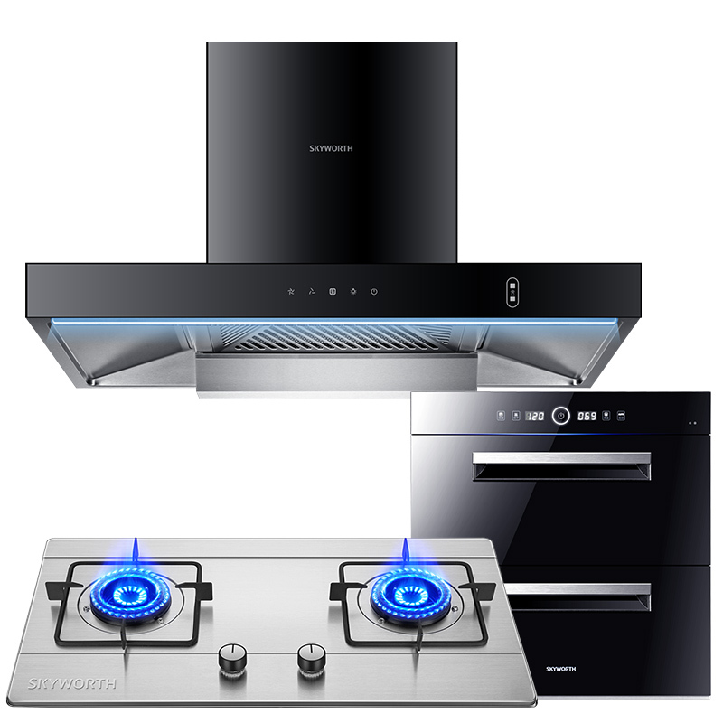 创维skyworth顶吸式抽油烟机燃气灶套装厨房三件套油烟机灶具套装y