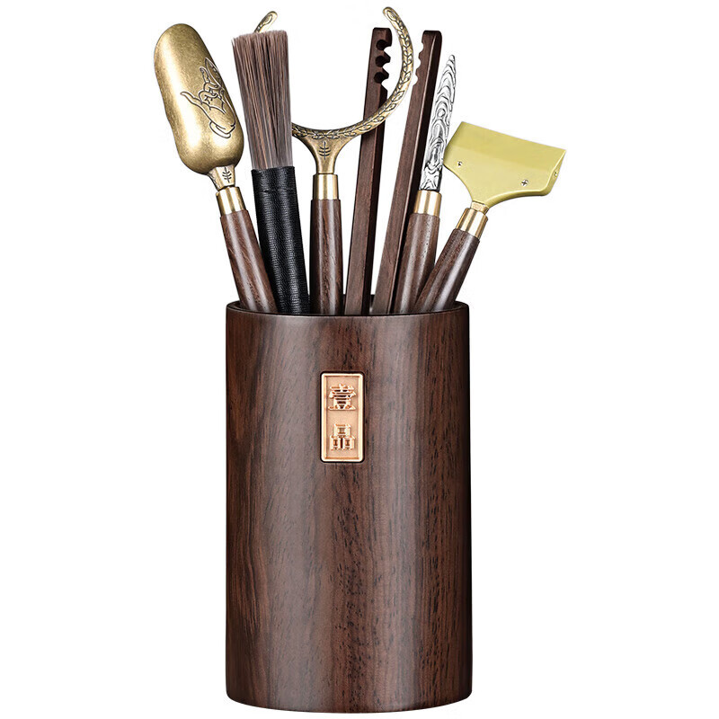 尚言坊茶道六君子茶具配件大全茶台泡茶工具套装茶刀茶夹刷茶桌摆件 壹品茶道六君子