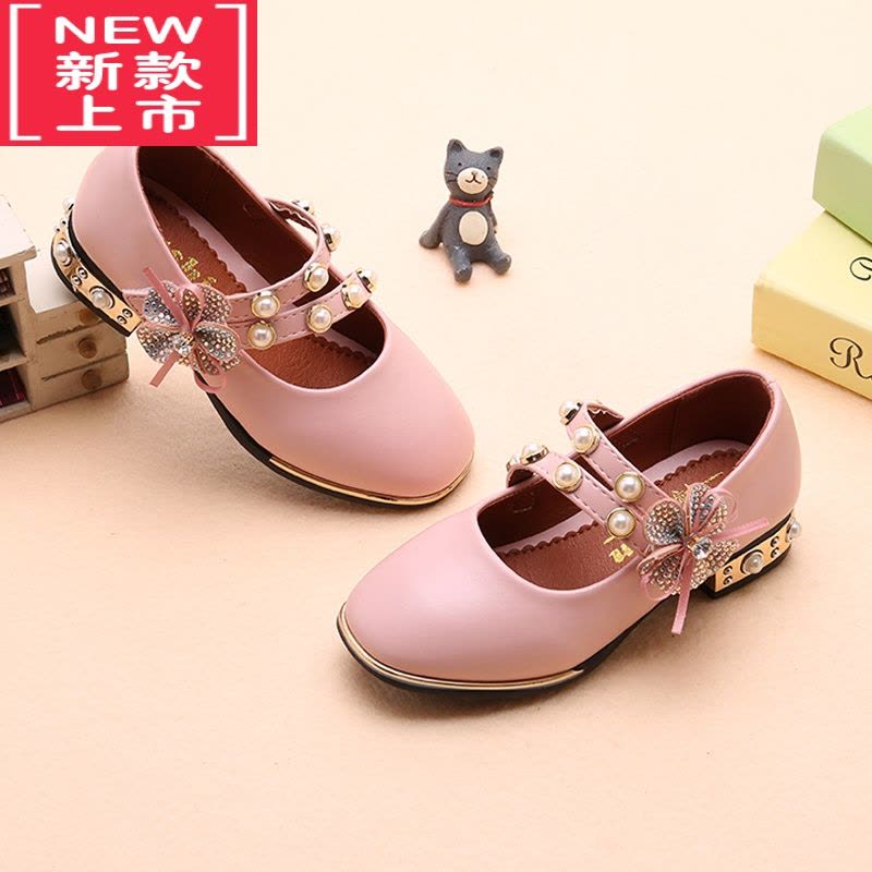 可莉允女童公主鞋2022年春季新款中大童黑色女孩小皮鞋百搭英伦风高跟鞋运动休闲鞋图片