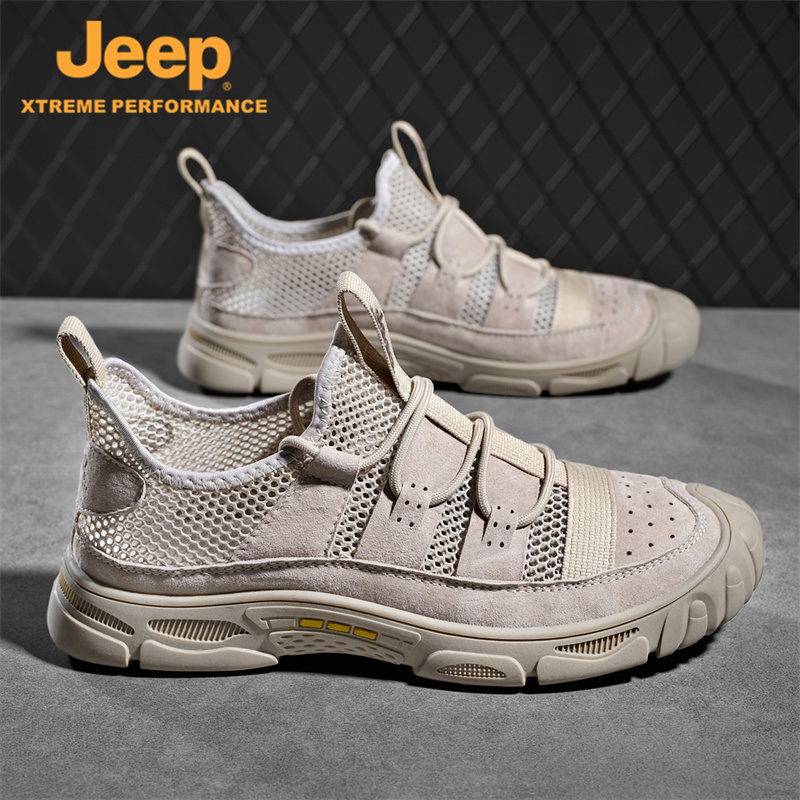 jeep男鞋2022新款潮流百搭休闲鞋夏季透气网面运动鞋软底驾车鞋子参数