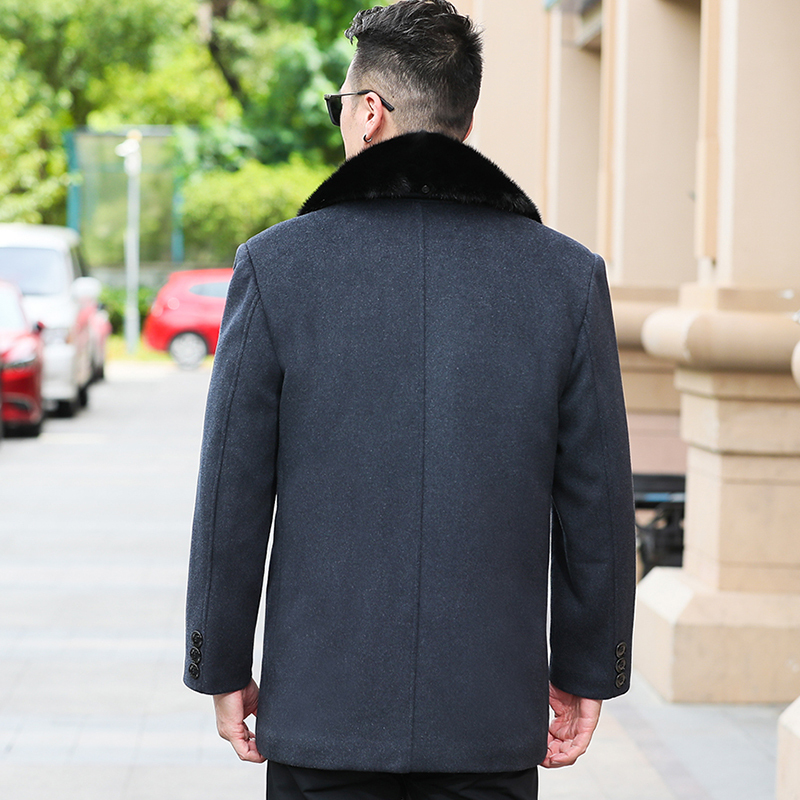 可拆卸羽绒内胆大衣山羊绒呢子男士羊绒大衣中长款过膝爸爸保暖秋冬装