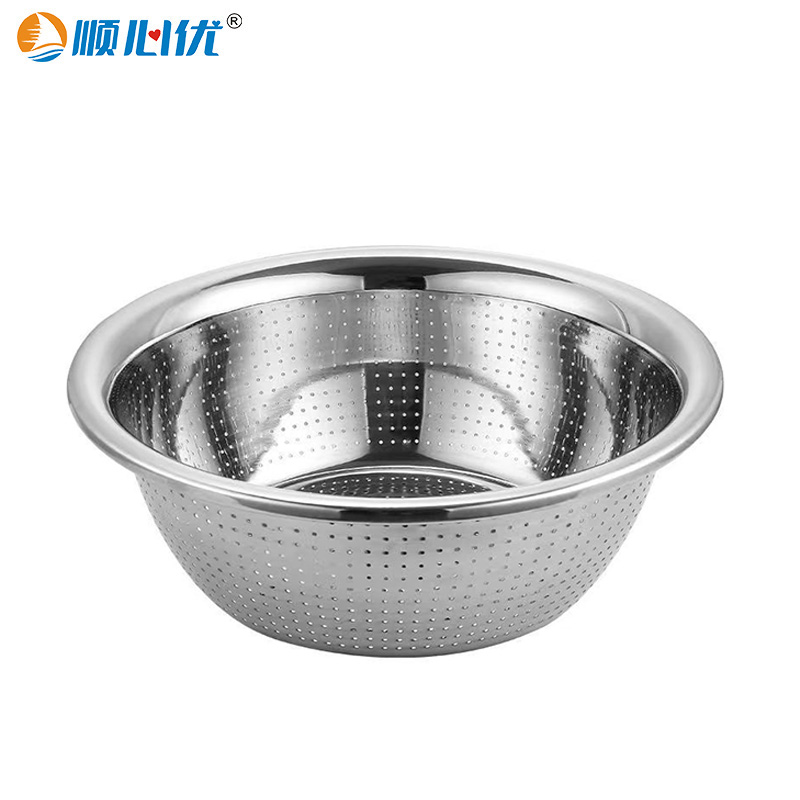 顺心优 加厚不锈钢多用漏盆 洗菜盆 32cm/个高清大图