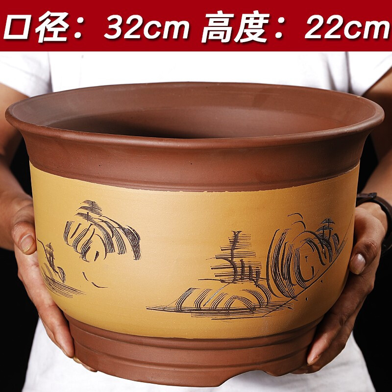 宜兴精品紫砂特大号陶瓷兰花盆绿萝吊兰种菜盆超大花盆