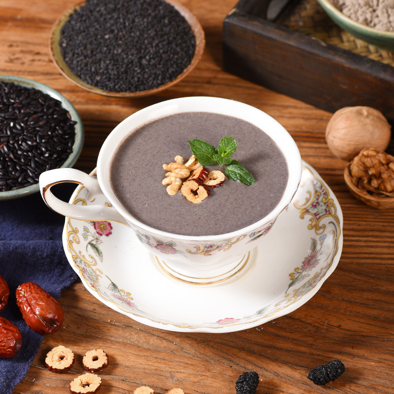 美粥红枣黑芝麻桑葚黑豆粉500g罐芝麻糊黑芝麻粉黑豆粉即食代餐粉