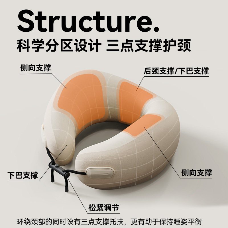 睡洞U型枕-旅行枕ES2-樱花粉高清大图