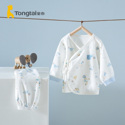 童泰(TONGTAI)2020新生婴儿和服内衣男女宝宝0-3月纯棉上衣裤子开裆裤套装儿童内衣内裤系列小童宝宝内衣