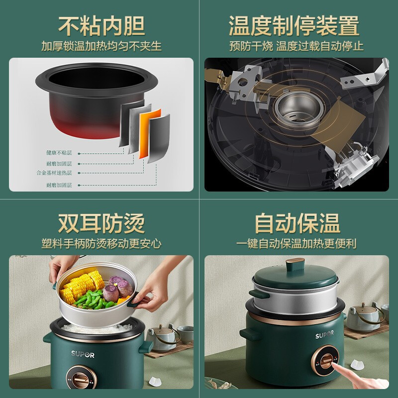 苏泊尔(SUP0R)电饭煲家用迷你蒸煮电饭锅3L升宿舍多功能煮饭锅2-4人电饭煲电饭锅SF30B705B高清大图