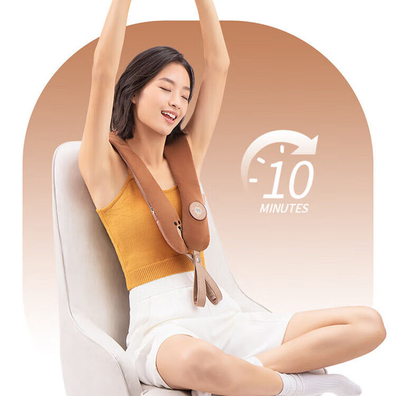 奥佳华颈椎按摩器自动定时深层捶打恒温热敷按摩披肩布朗棕OG2615高清大图