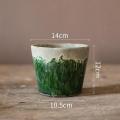 彩色玻璃釉渐变色花盆 美式乡村复古多肉植物粗陶红陶透气 花盆（A款）（底部有孔） 中_108