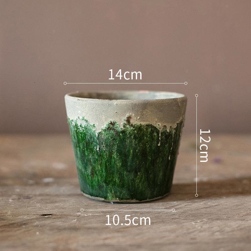 家柏饰(CORATED)彩色玻璃釉渐变色花盆 美式乡村复古多肉植物粗陶红陶透气 花盆(A款)(底部有孔) 中图片