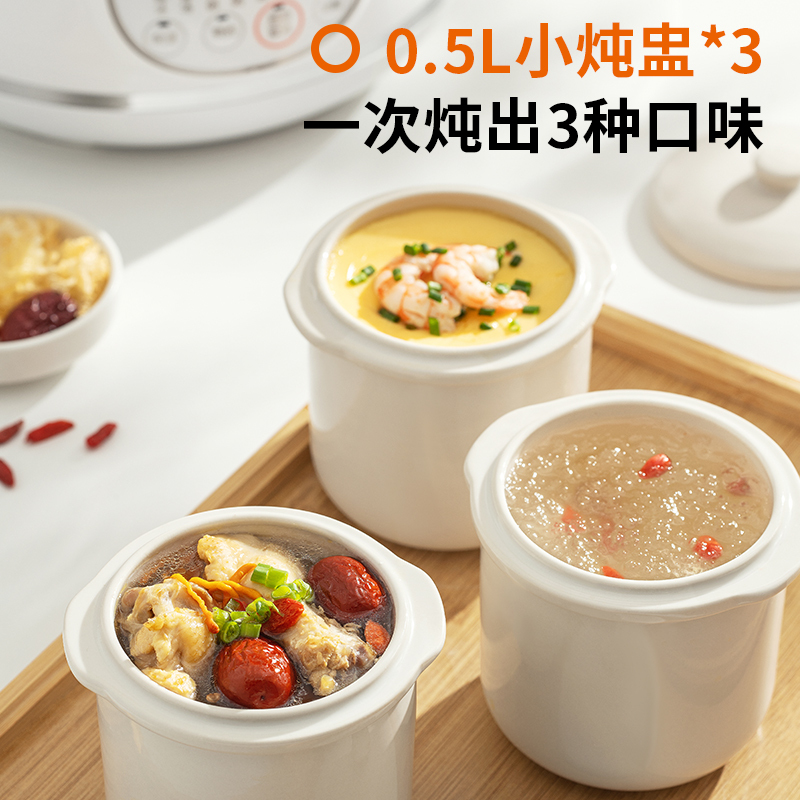 九阳隔水电炖锅燕窝电炖盅全自动家用陶瓷BB煲汤锅煮粥神器 棕色