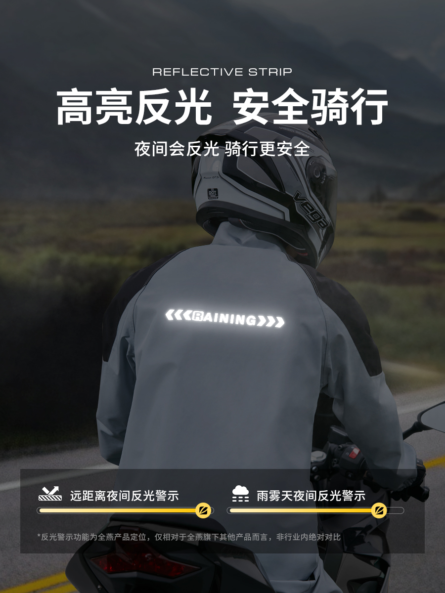[补贴10%]摩托车雨衣骑行专用男款分体式套装外卖骑手电动车防暴雨雨披高清大图