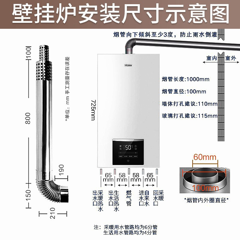 海尔(haier)壁挂炉20kw家用燃气锅炉热水器天然气采暖炉地暖气片 采暖