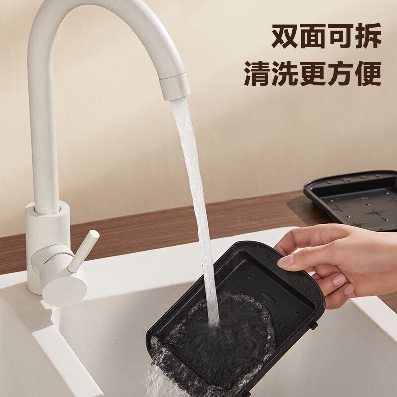 苏泊尔(SUPOR)三明治机早餐机双面加热家用面包早餐机吐司机 煎烤机迷你上下盘可拆洗双面压烤 SJ1413C808L高清大图
