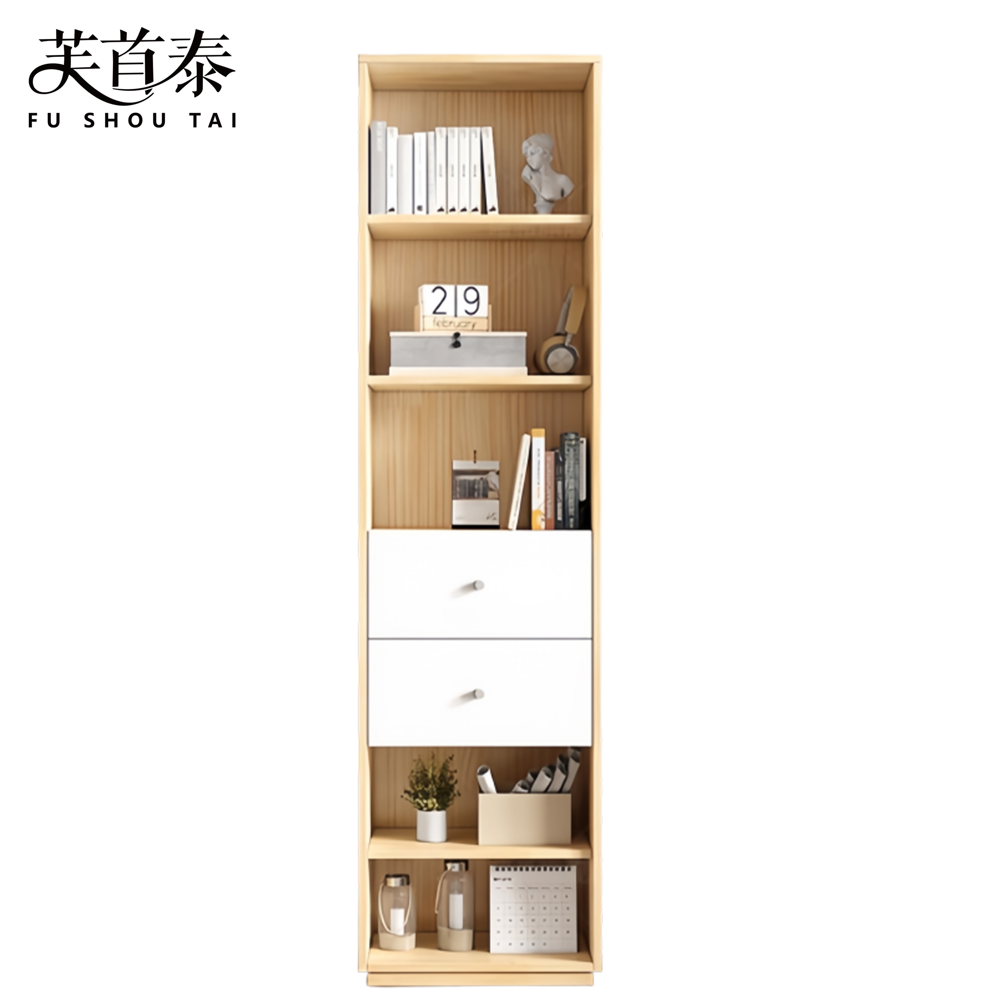 芙首泰书柜双抽400*300*1800mm台高清大图