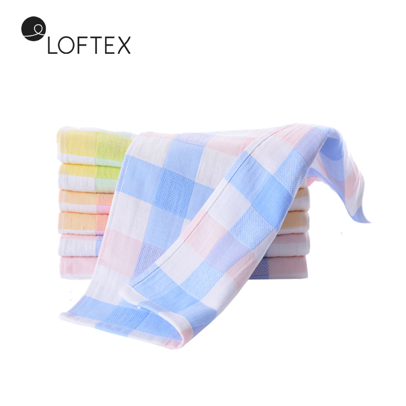 亚光(LOFTEX)纯棉卡通吸水柔软纱布小毛巾 3条装 34g/条 混色 26*48cmcm 682104