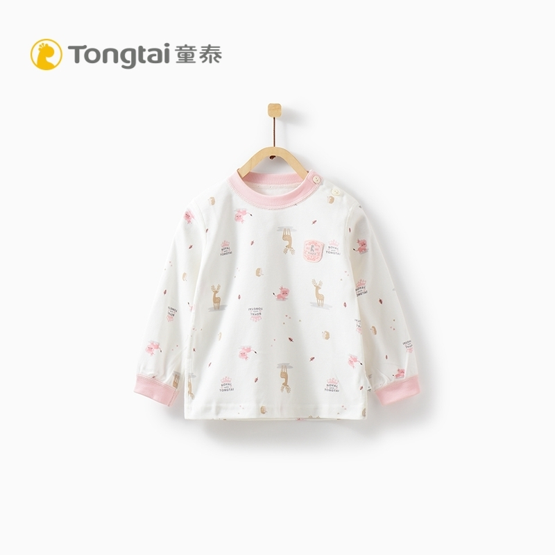 童泰秋季婴儿衣服1-3岁男女宝宝纯棉肩开上衣儿童家居服套头内衣