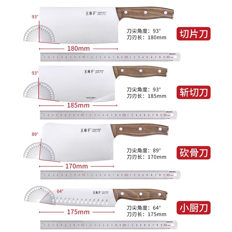 王麻子刀具厨房套装组合不锈钢菜刀家用切片切肉刀官方旗舰店8138高清大图