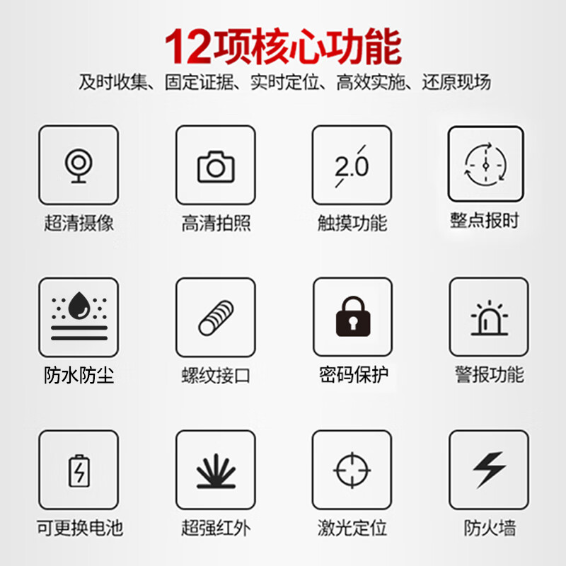 联想(Lenovo))DSJ-8H执法记录仪高清GPS定位版 2K超清微型随身摄像128G 专业便携4800万像素黑色高清大图