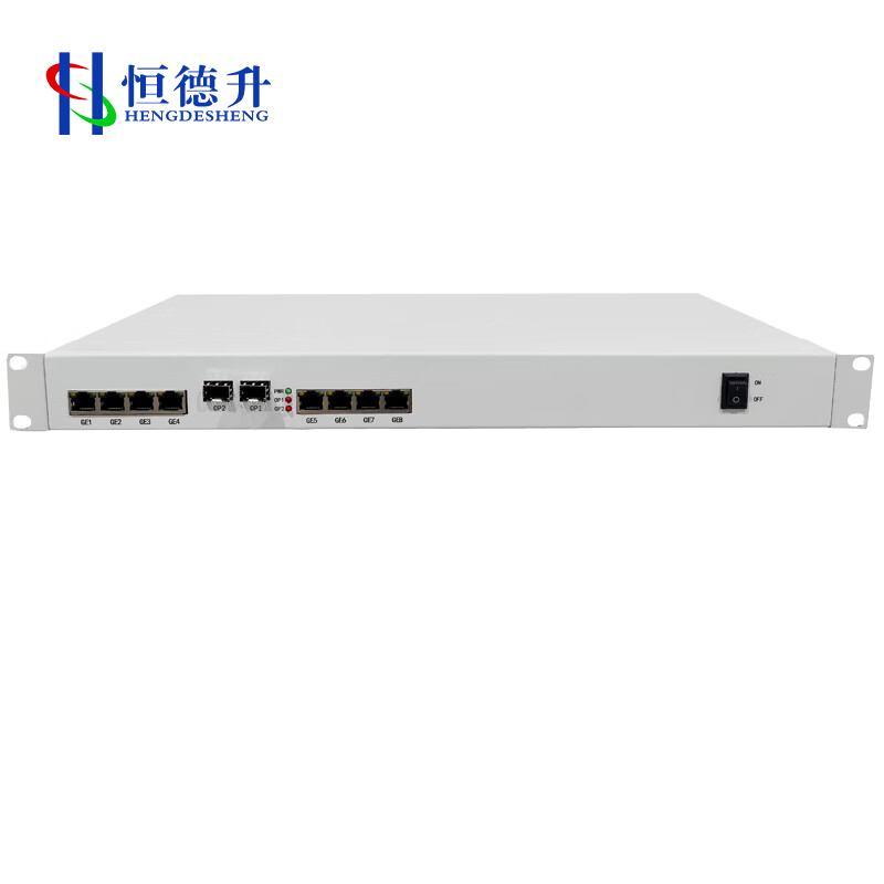 恒德升 8路物理隔离千兆网络光端机+上行万兆光口(不含光模块)HDS-A059SBH600-SFP8GE高清大图