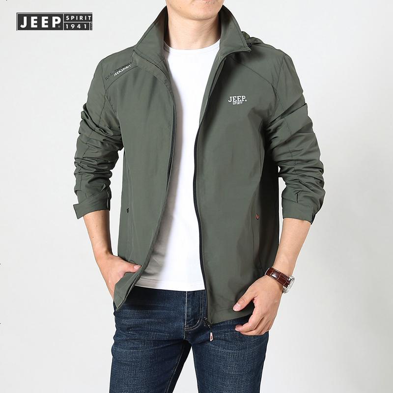 jeep吉普男士外套春秋薄款夹克男宽松大码男装户外运动休闲外衣男视频