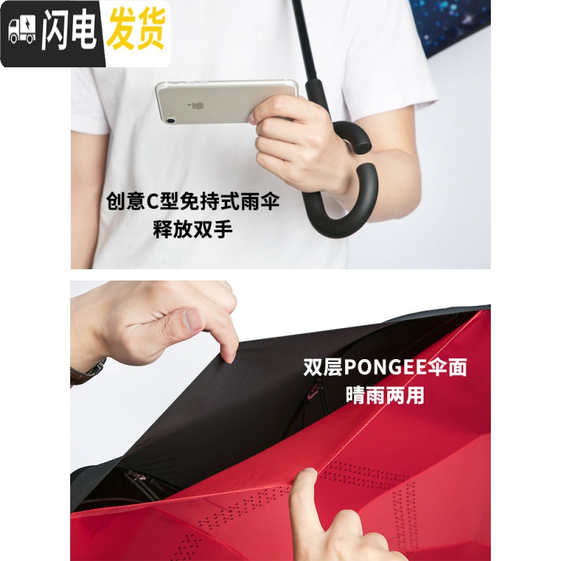 三维工匠雨伞s双层反向双人自动长柄男女大号手动车载超大黑科技晴雨两用高清大图