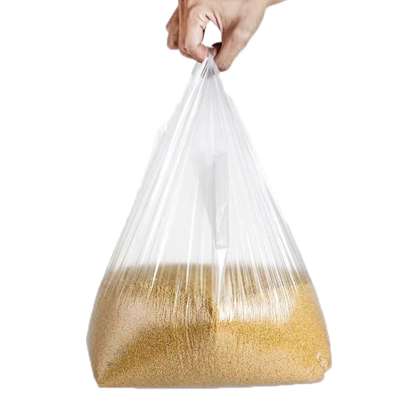 老房太太 30*48cm 透明特厚3.7丝手提背心式垃圾袋 50只中号一次性塑料袋打包袋 B09/包高清大图