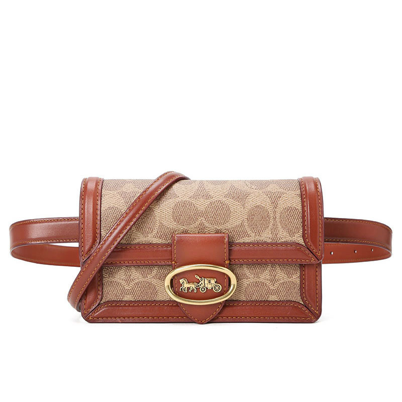 COACH 蔻驰 女包 RILEY胸包 腰包 斜挎包 老花拼皮金扣76594