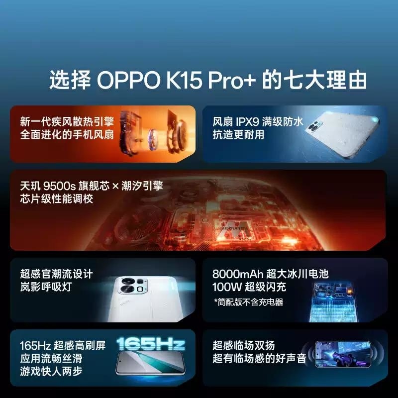 [全新]OPPO K15 Pro+ 12+256GB 简装版 光尘粉 风扇散热 天玑9500s芯 8000mAh大毫安高清大图