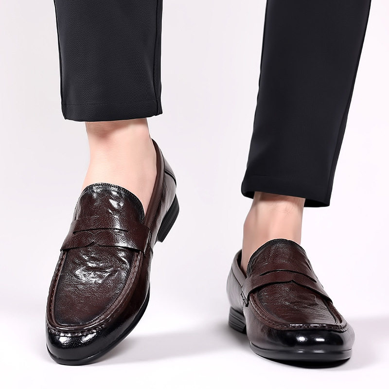男鞋休闲鞋驾车鞋百搭透气真皮软底豆豆鞋一脚蹬皮鞋男套脚懒人鞋
