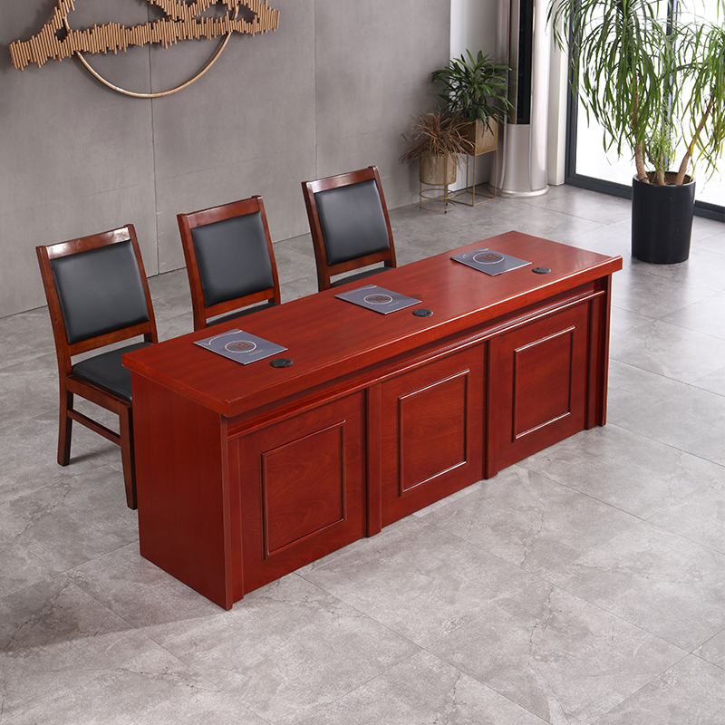 慧采云 办公家具发言台演讲桌培训会议台油漆实木贴皮条形培训桌高清大图