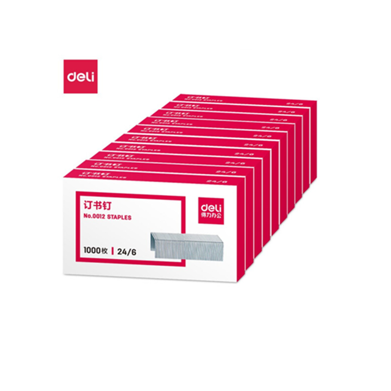 得力(deli)订书钉订书针1000枚/盒办公用品 0012高强度订书针10盒装